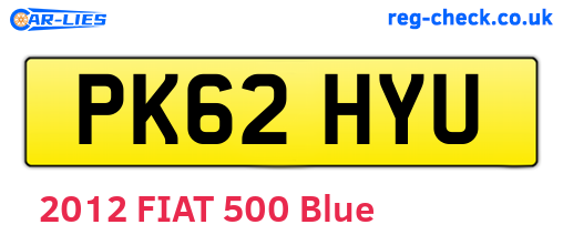 PK62HYU are the vehicle registration plates.