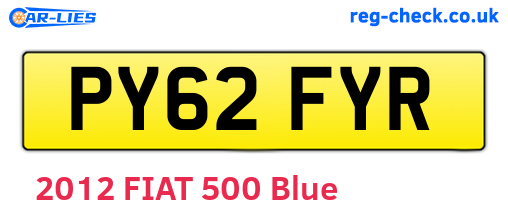 PY62FYR are the vehicle registration plates.