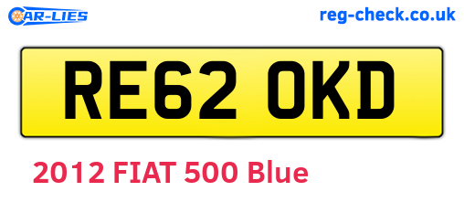 RE62OKD are the vehicle registration plates.