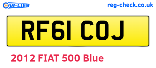 RF61COJ are the vehicle registration plates.