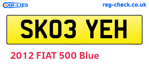 SK03YEH are the vehicle registration plates.