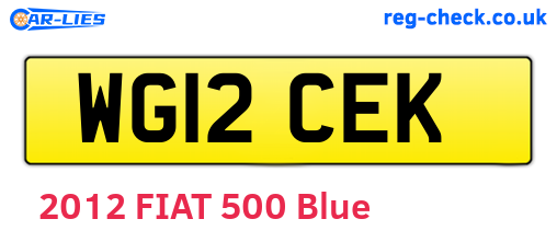WG12CEK are the vehicle registration plates.