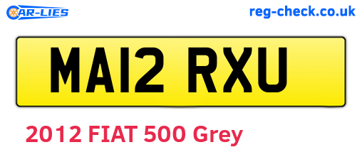 MA12RXU are the vehicle registration plates.