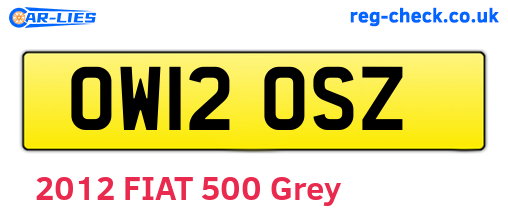 OW12OSZ are the vehicle registration plates.
