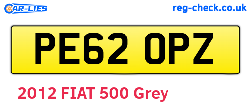 PE62OPZ are the vehicle registration plates.
