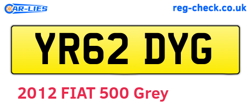 YR62DYG are the vehicle registration plates.