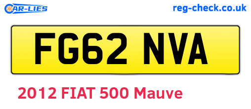 FG62NVA are the vehicle registration plates.