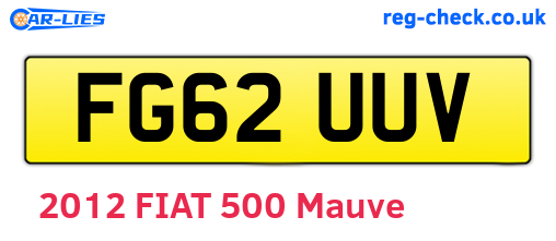FG62UUV are the vehicle registration plates.