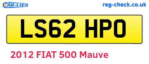 LS62HPO are the vehicle registration plates.