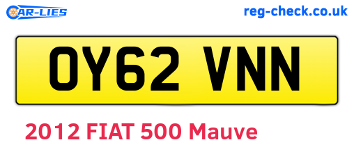OY62VNN are the vehicle registration plates.