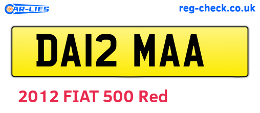 DA12MAA are the vehicle registration plates.