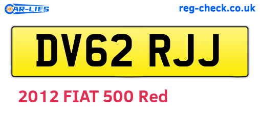 DV62RJJ are the vehicle registration plates.