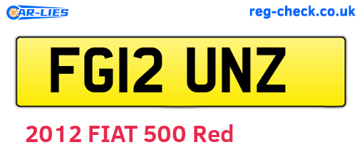 FG12UNZ are the vehicle registration plates.