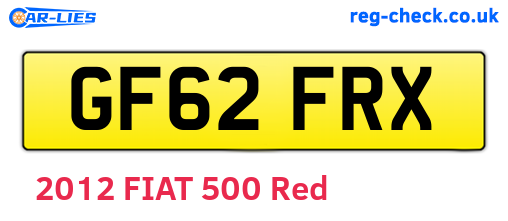 GF62FRX are the vehicle registration plates.
