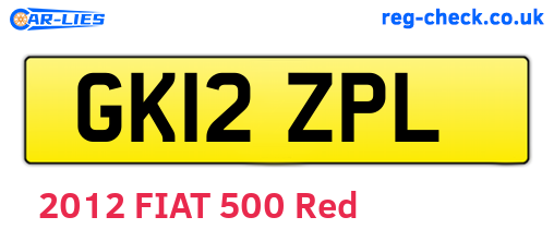 GK12ZPL are the vehicle registration plates.