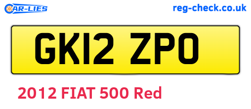 GK12ZPO are the vehicle registration plates.