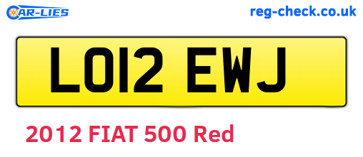 LO12EWJ are the vehicle registration plates.