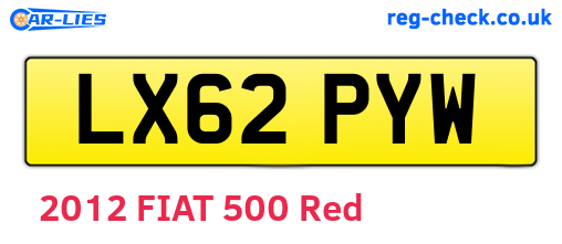 LX62PYW are the vehicle registration plates.