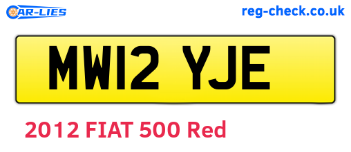 MW12YJE are the vehicle registration plates.
