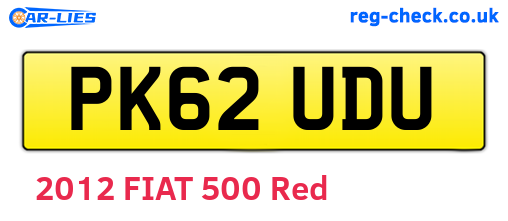 PK62UDU are the vehicle registration plates.