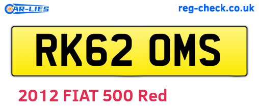 RK62OMS are the vehicle registration plates.