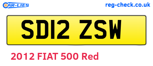 SD12ZSW are the vehicle registration plates.