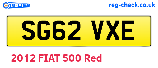 SG62VXE are the vehicle registration plates.