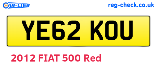 YE62KOU are the vehicle registration plates.