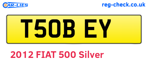 T50BEY are the vehicle registration plates.
