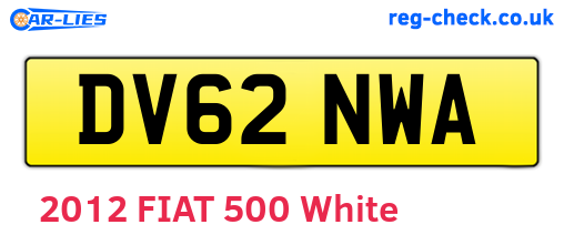 DV62NWA are the vehicle registration plates.
