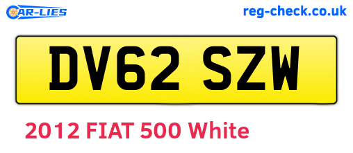 DV62SZW are the vehicle registration plates.