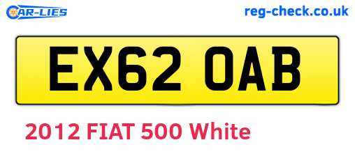 EX62OAB are the vehicle registration plates.