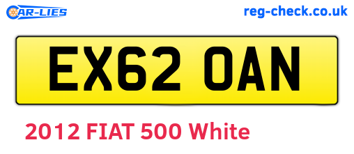 EX62OAN are the vehicle registration plates.
