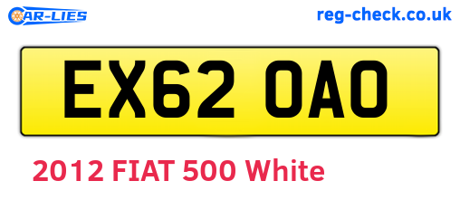 EX62OAO are the vehicle registration plates.