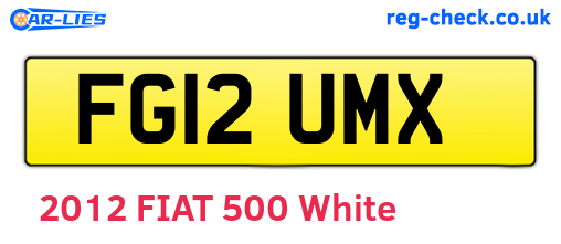 FG12UMX are the vehicle registration plates.