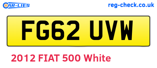FG62UVW are the vehicle registration plates.