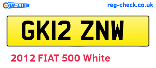 GK12ZNW are the vehicle registration plates.