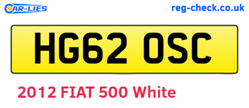 HG62OSC are the vehicle registration plates.