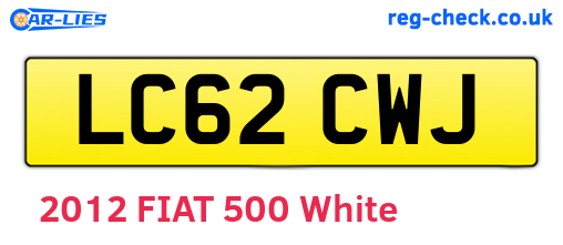 LC62CWJ are the vehicle registration plates.