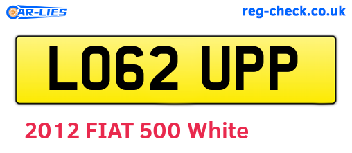 LO62UPP are the vehicle registration plates.