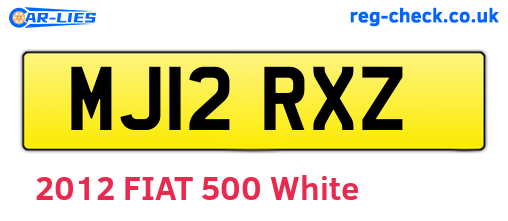 MJ12RXZ are the vehicle registration plates.