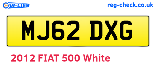 MJ62DXG are the vehicle registration plates.