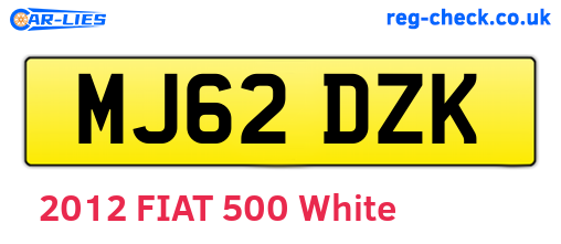 MJ62DZK are the vehicle registration plates.