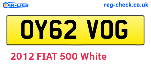 OY62VOG are the vehicle registration plates.