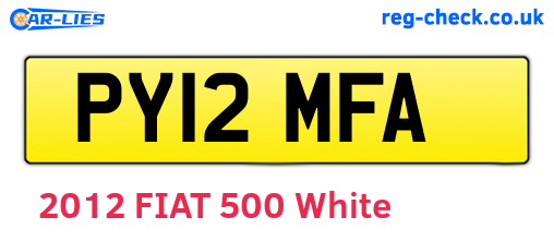 PY12MFA are the vehicle registration plates.
