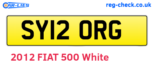 SY12ORG are the vehicle registration plates.