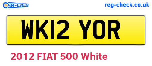 WK12YOR are the vehicle registration plates.
