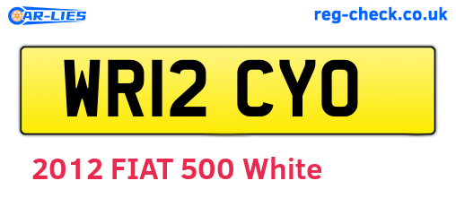 WR12CYO are the vehicle registration plates.