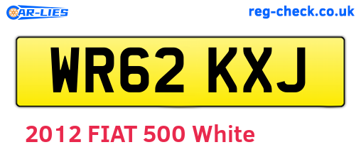 WR62KXJ are the vehicle registration plates.