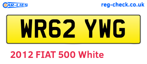 WR62YWG are the vehicle registration plates.